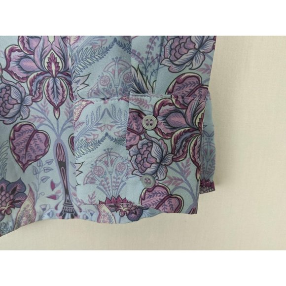 Crosby Blouse Women size M purple blue floral long sleeve button front - Picture 4 of 9